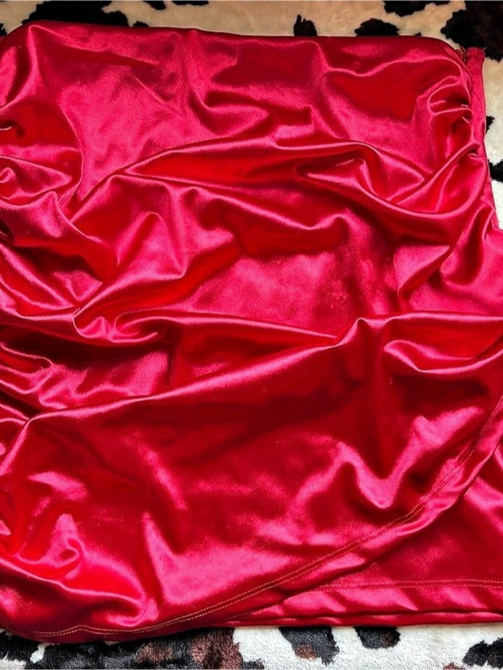Ruched Mini Skirt in Red